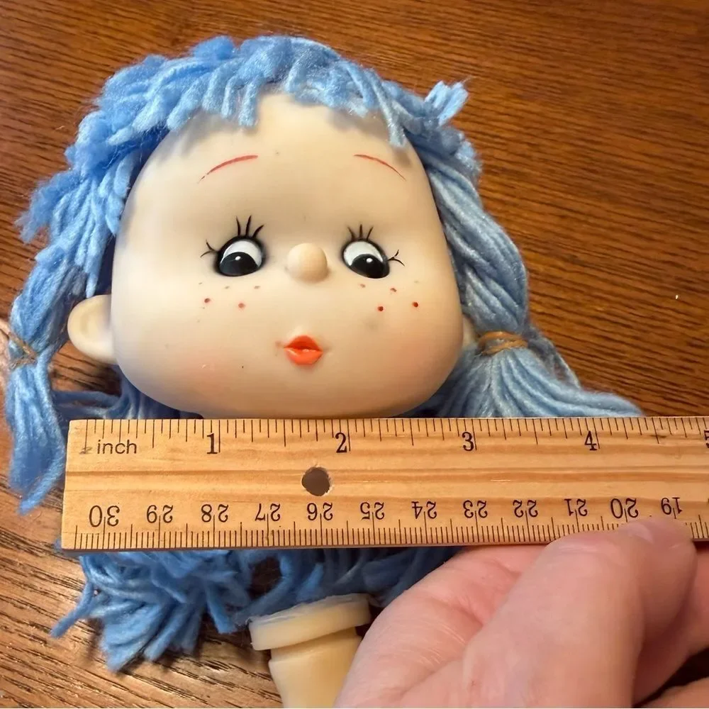 Vintage Mitzy Yarn Hair Freckled Doll Heads and Hands Set of Two New Old Stock